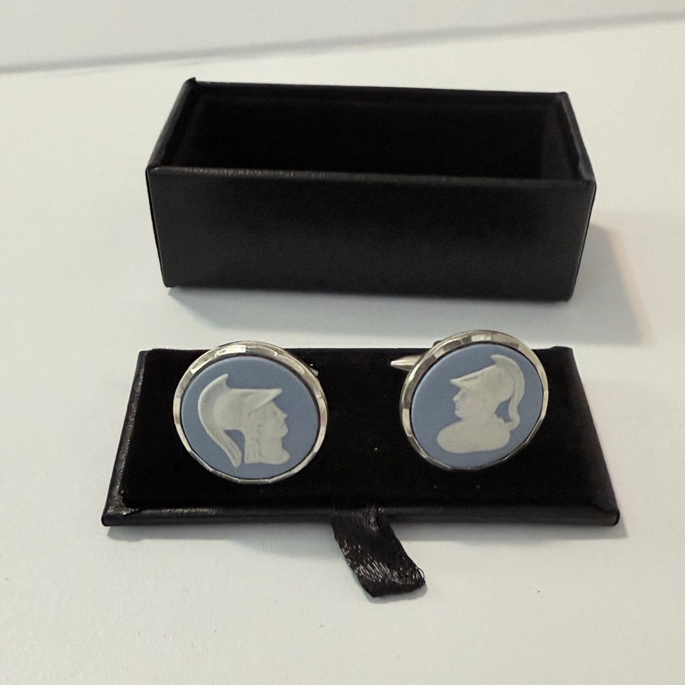 Blue and White Cameo Cufflinks Wedgewood